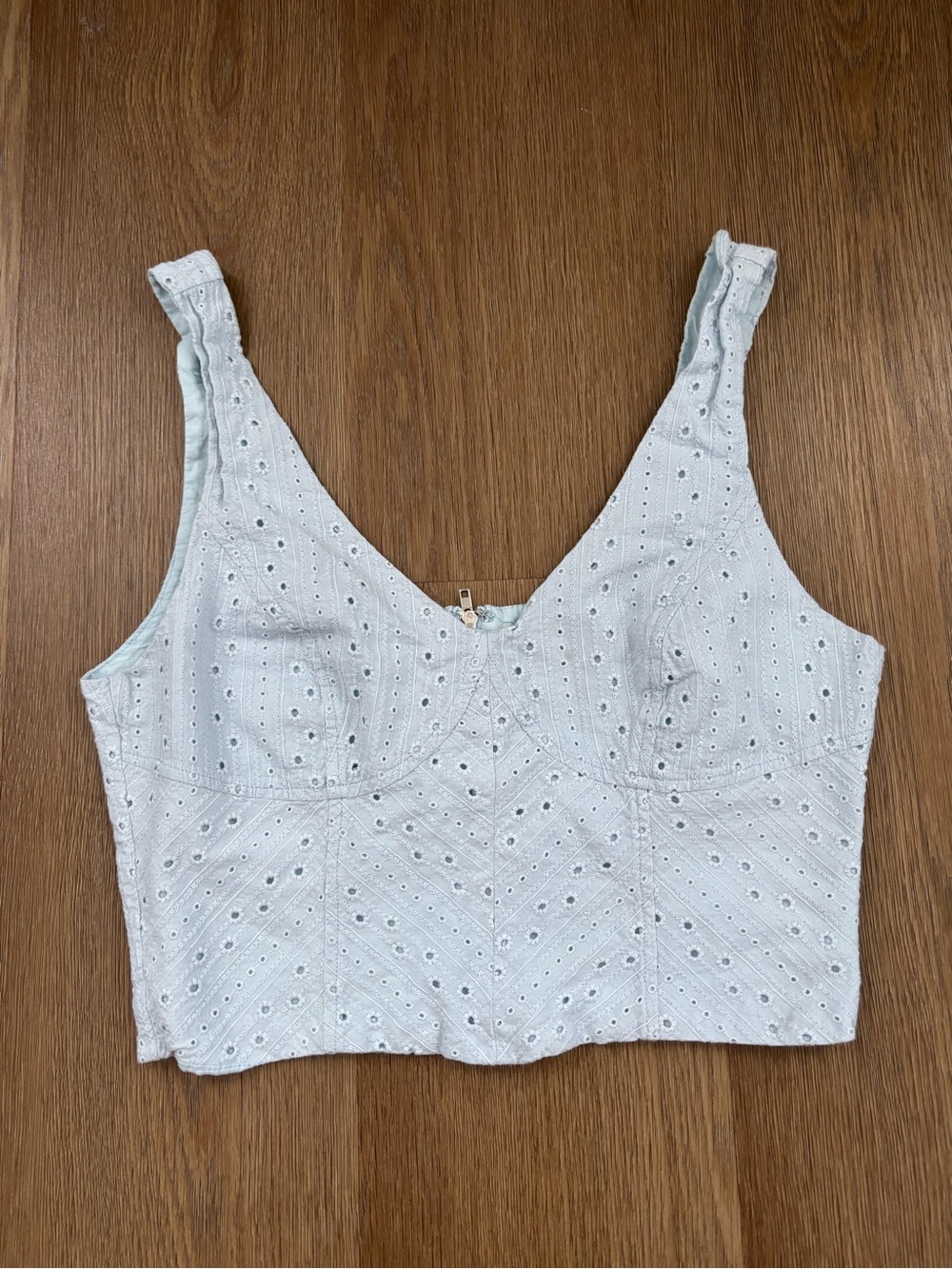Lulu's Pale Blue Eyelet Crop Camisole